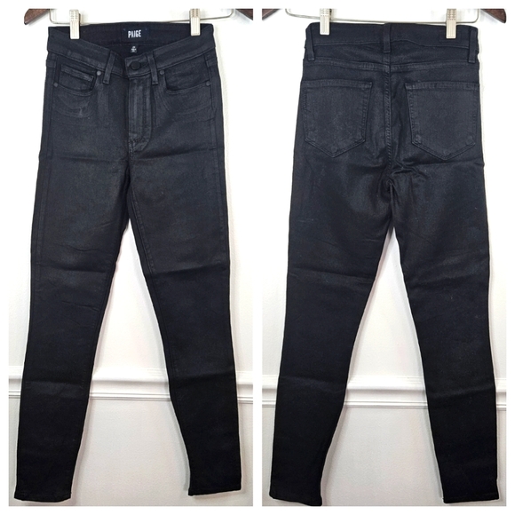 PAIGE Hoxton Ankle Pant in Black Fog Luxe Coating Women's Size 24 Black - Picture 3 of 9